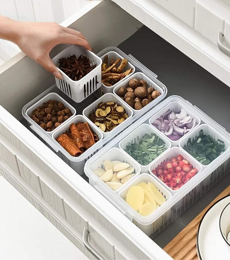 6 Grid Refrigerator Storage Box