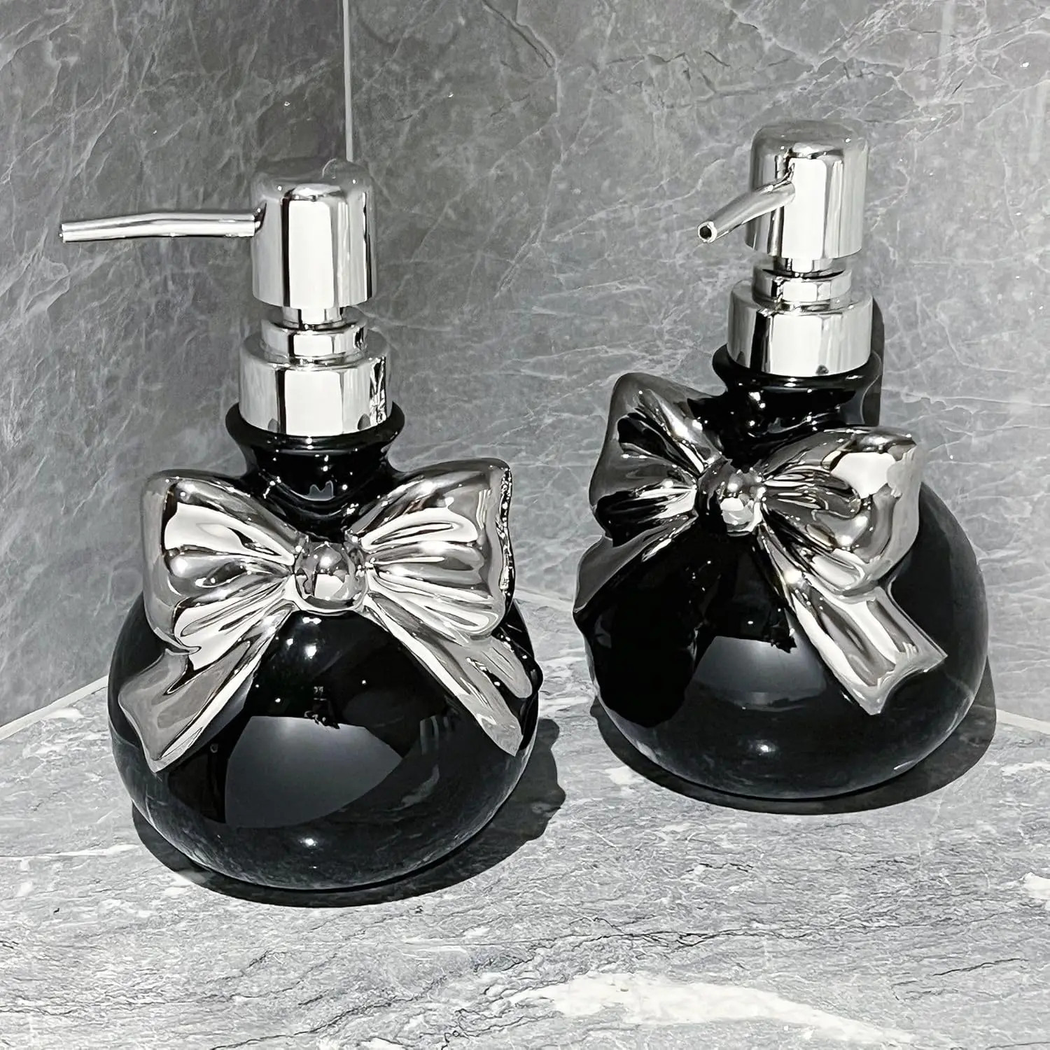 Refillable Bow Soap Dispenser Shampoo Conditioner Separate Bottles Liquid Soap Dispenser for Bathroom Hand Sink Tools